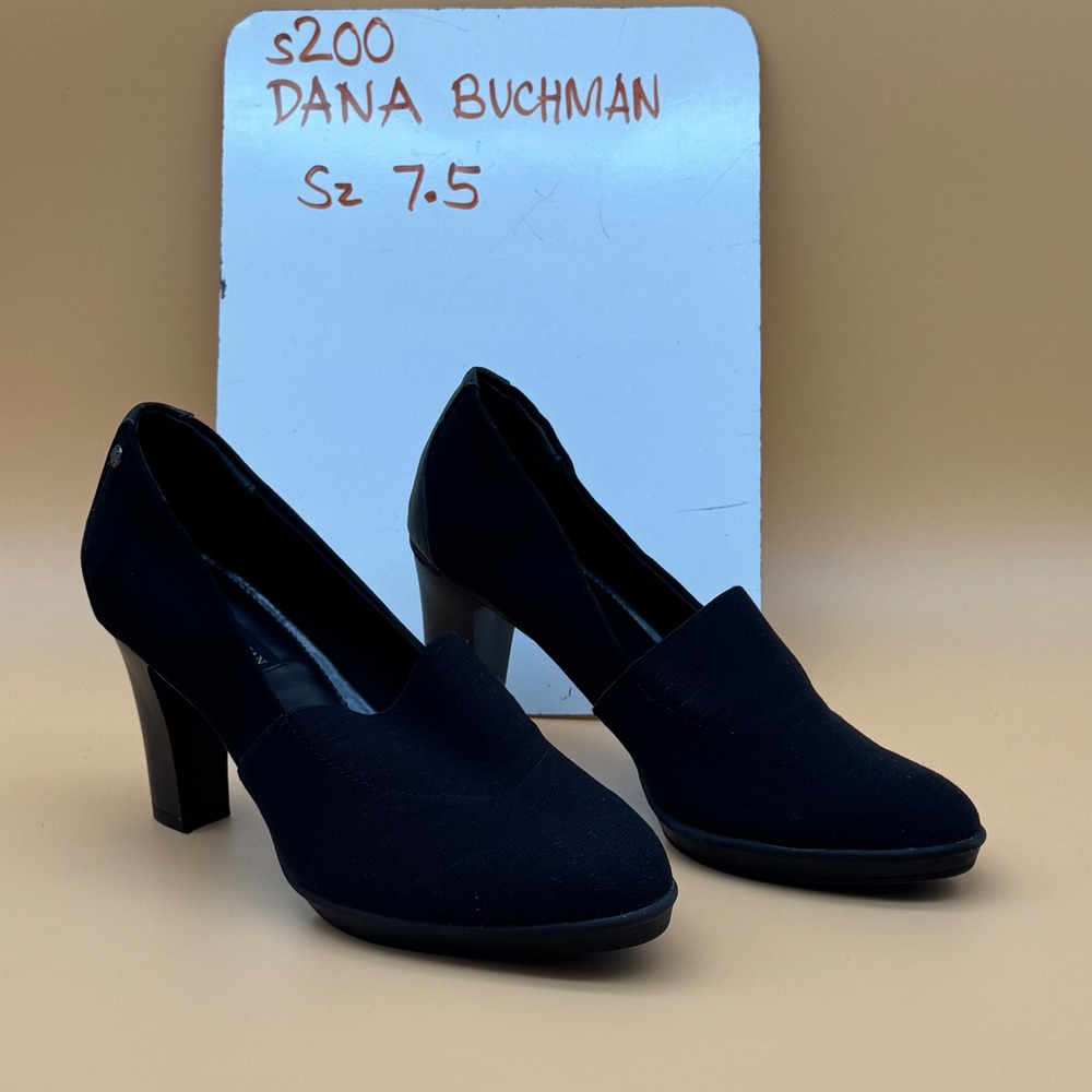 Dana Buchman‎ Black Suede Block Heel Slip On Shoes Women's Size 7.5